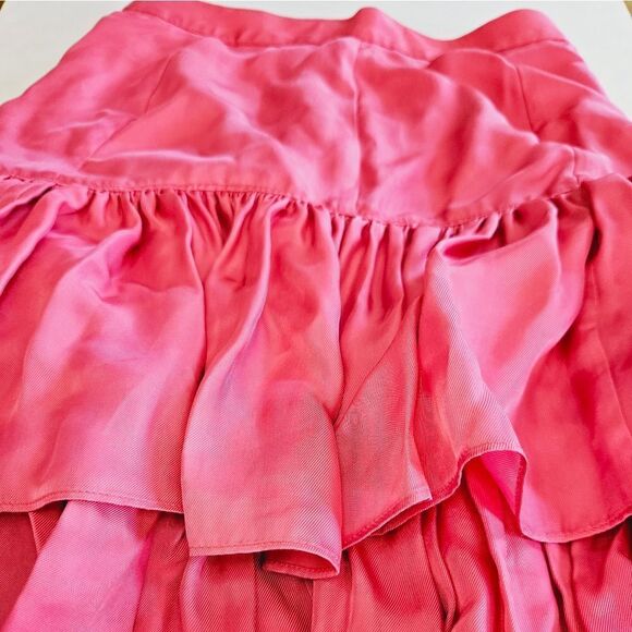 NWT Cinq a Sept Rowan Tiered Satin Ruffle Silky Midi Skirt in Primrose Pink 2 - Picture 6 of 10